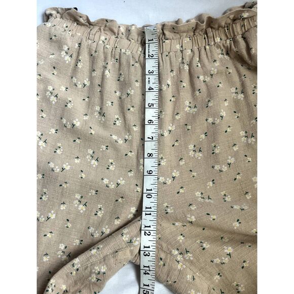 Majorelle Linen Cotton Pull On Neutral Beige Pants Floral Lagenlook Size M Beach - Picture 10 of 12